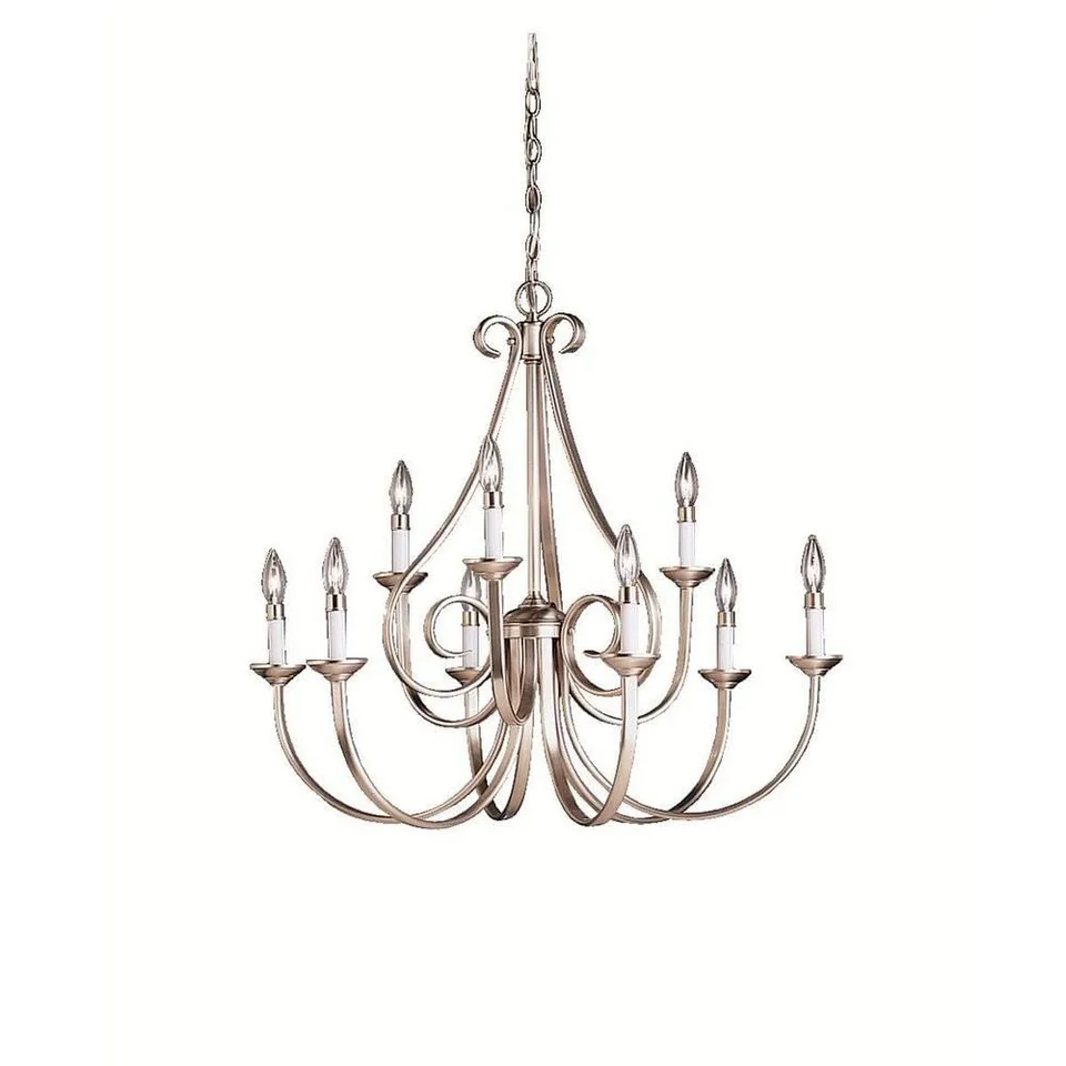 kichler-dover-9-light-2-tier-chandelier-brushed-nickel-clear-glass-model-2031ni image 1