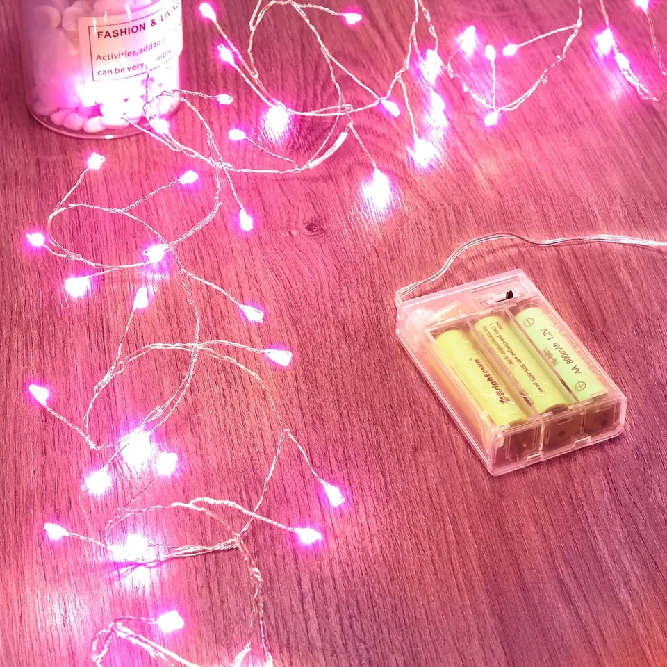brightown-pink-5ft-60-led-battery-operated-silver-wire-firecracker-lights-for-va image 1