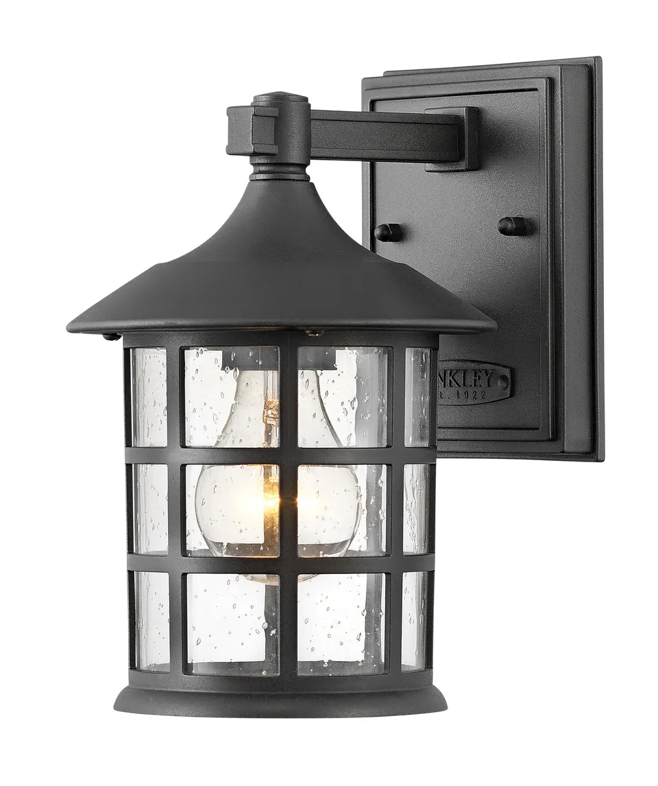 hinkley-freeport-small-wall-mount-outdoor-lantern-textured-black-finish-composit image 1