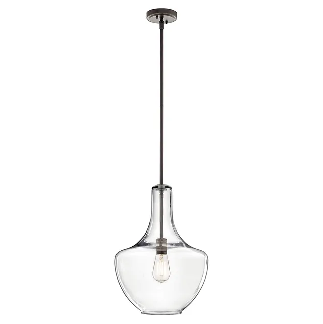 kichler-everly-bell-pendant-light-with-clear-glass-and-olde-bronze-finish image 1
