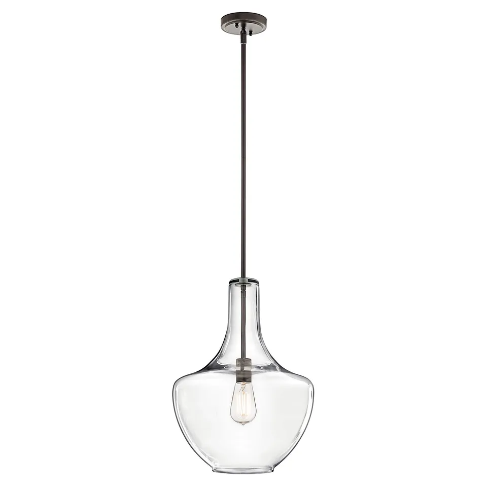 kichler-everly-bell-pendant-light-with-clear-glass-and-olde-bronze-finish image 1