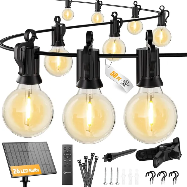 brightown-58ft-solar-powered-g40-led-bulb-string-lights-26-leds-remote-control-u image 1