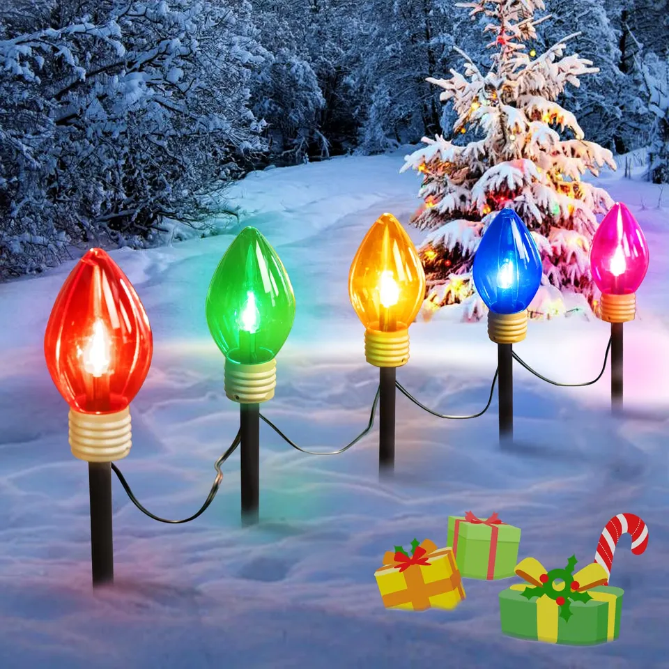 brightown-jumbo-c9-pathway-lights-with-c7-incandescent-bulbs-on-green-wire-multi image 1