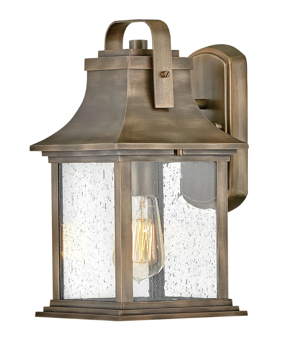 hinkley-grant-one-light-outdoor-wall-mount-burnished-bronze-clear-seedy-glass image 1