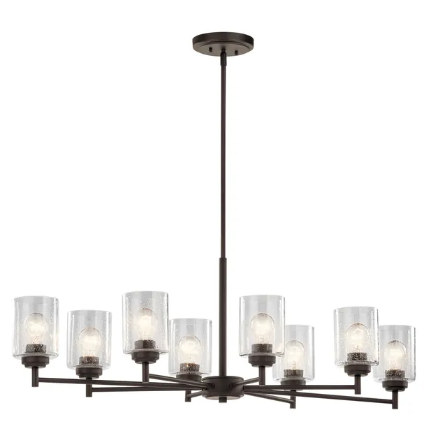 kichler-winslow-8-light-oval-chandelier-in-olde-bronze-with-clear-seeded-glass image 1