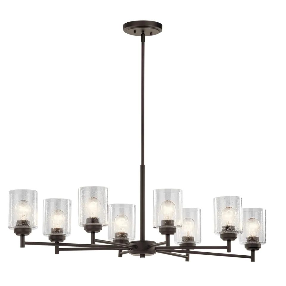 kichler-winslow-8-light-oval-chandelier-in-olde-bronze-with-clear-seeded-glass image 1
