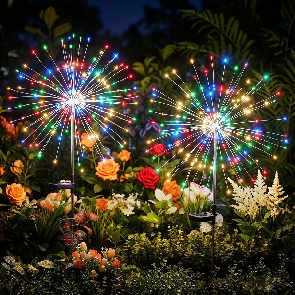 brightown-2-pack-solar-firework-stake-lights-180-led-8-modes-red-yellow-blue-gre image 1