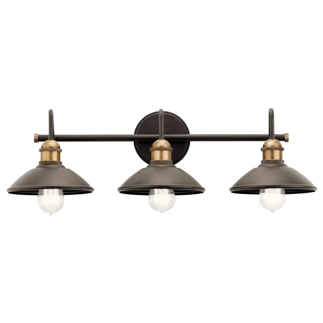 kichler-clyde-3-light-industrial-vanity-light-in-olde-bronze-with-globe-shades image 1