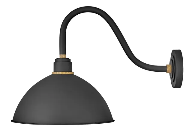 hinkley-foundry-dome-medium-gooseneck-barn-light-textured-black-with-brass-accen image 1