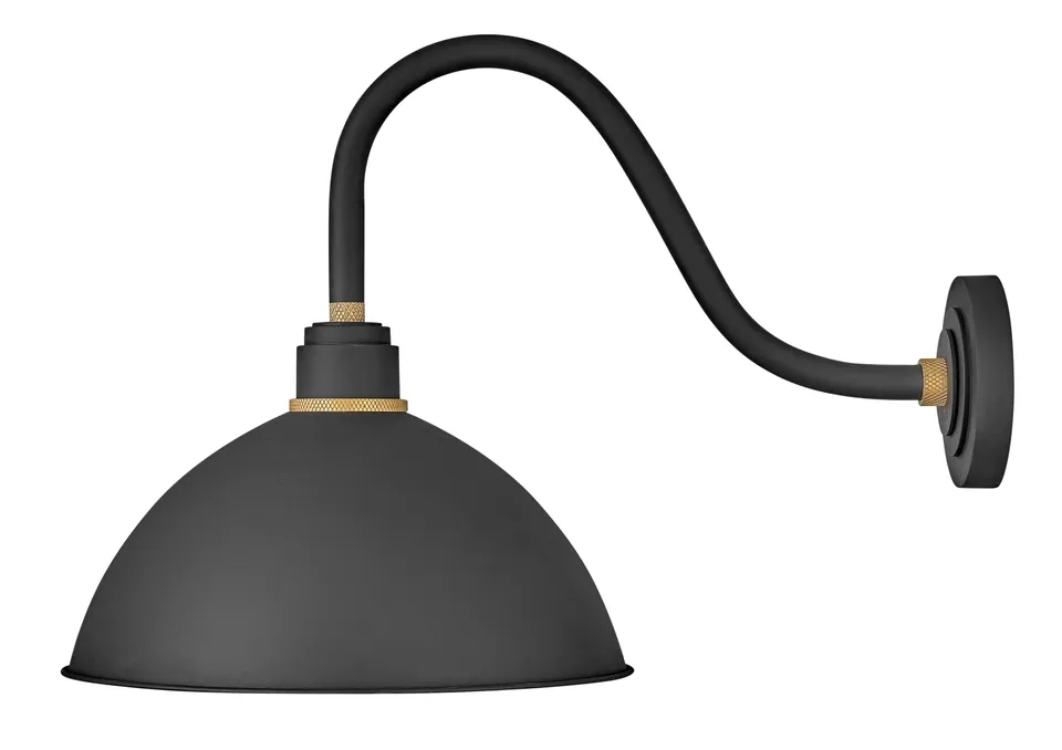 hinkley-foundry-dome-medium-gooseneck-barn-light-textured-black-with-brass-accen image 1