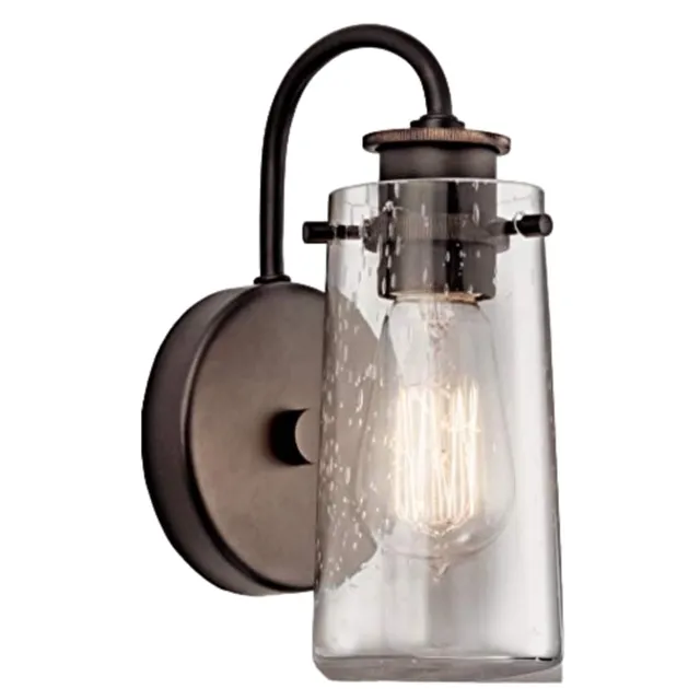 kichler-braelyn-wall-sconce-olde-bronze-clear-seeded-glass-1-light-model-45457oz image 1