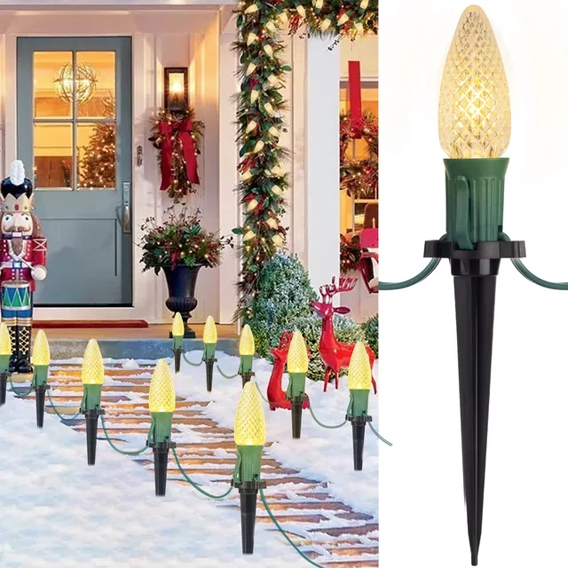 brightown-25-7ft-20-c9-led-strawberry-pathway-lights-warm-white-with-stakes-conn image 1