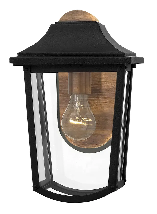 hinkley-burton-small-wall-mount-outdoor-lantern-black-finish-with-distressed-cop image 1