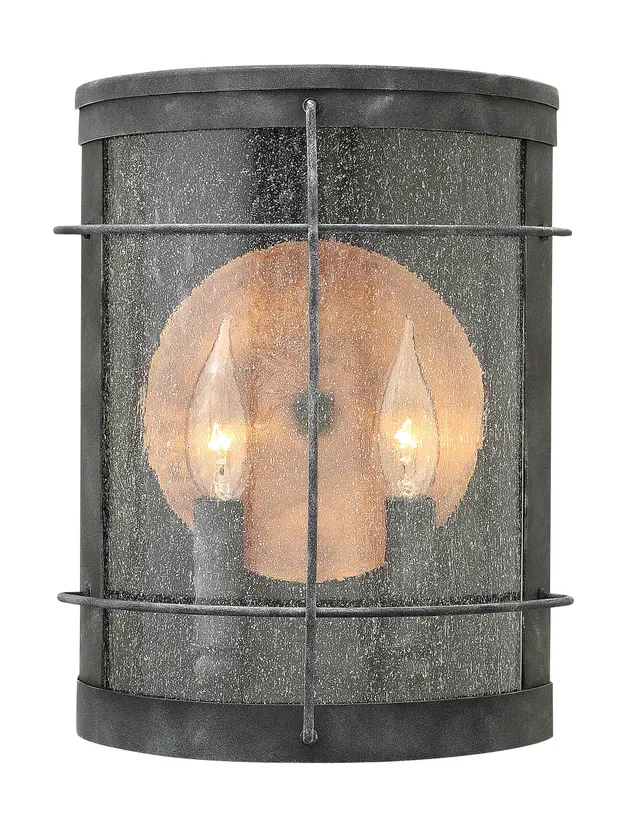 hinkley-newport-collection-two-light-small-outdoor-wall-mount-aged-zinc image 1