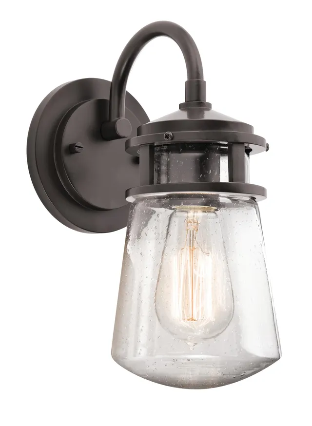 kichler-lyndon-1-light-outdoor-wall-sconce-in-architectural-bronze-with-clear-se image 1