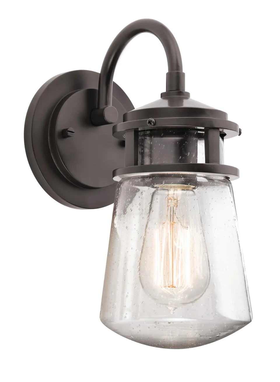 kichler-lyndon-1-light-outdoor-wall-sconce-in-architectural-bronze-with-clear-se image 1