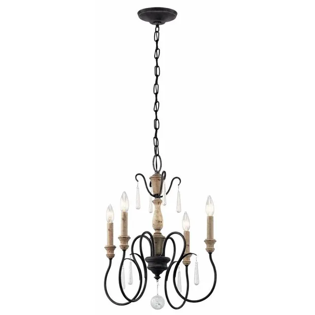 kichler-43615wzc-four-light-chandelier-warm-brass image 1