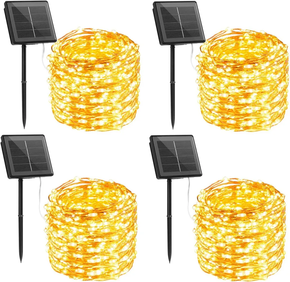 brightown-4-pack-solar-string-lights-132ft-total-400-led-8-modes-warm-white image 1