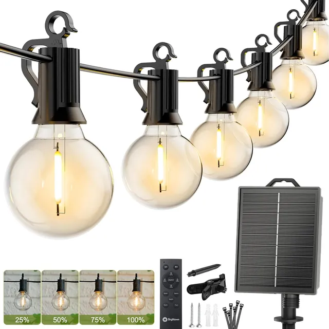 brightown-37ft-solar-powered-g40-10-led-bulbs-string-lights-for-patio-garden-caf image 1
