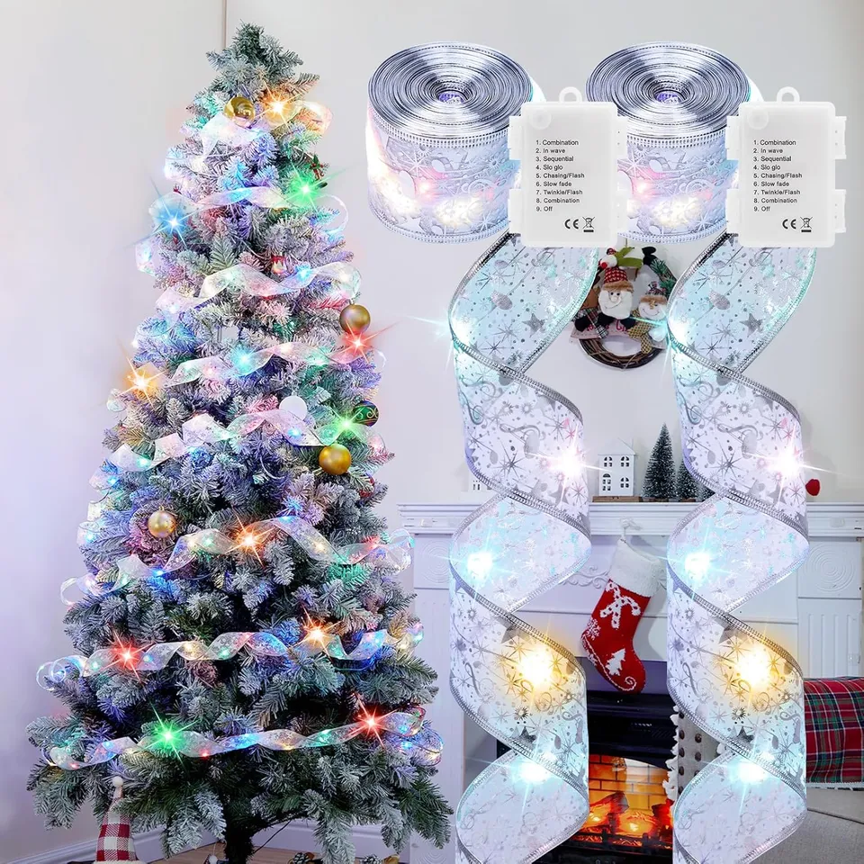 brightown-2-pack-33ft-100-led-battery-operated-christmas-tree-ribbon-lights-mult image 1