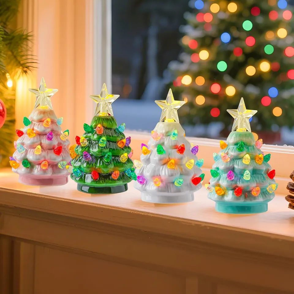 brightown-set-of-4-mini-ceramic-christmas-tree-night-lights-4-3-inch-pre-lit-wit image 1