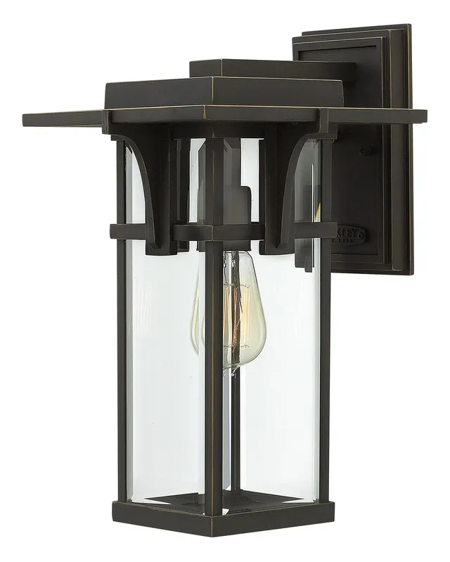 hinkley-manhattan-one-light-medium-outdoor-wall-mount-oil-rubbed-bronze-with-cle image 1