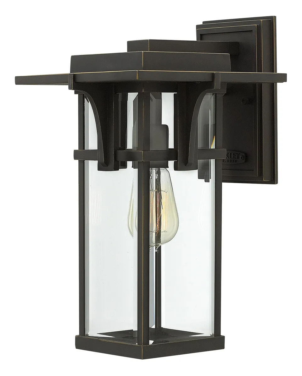 hinkley-manhattan-one-light-medium-outdoor-wall-mount-oil-rubbed-bronze-with-cle image 1