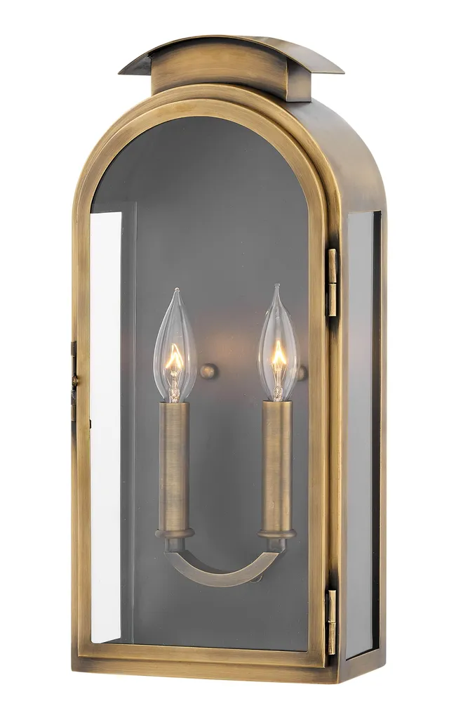 hinkley-rowley-two-light-outdoor-medium-wall-mount-in-light-antique-brass-with-c image 1