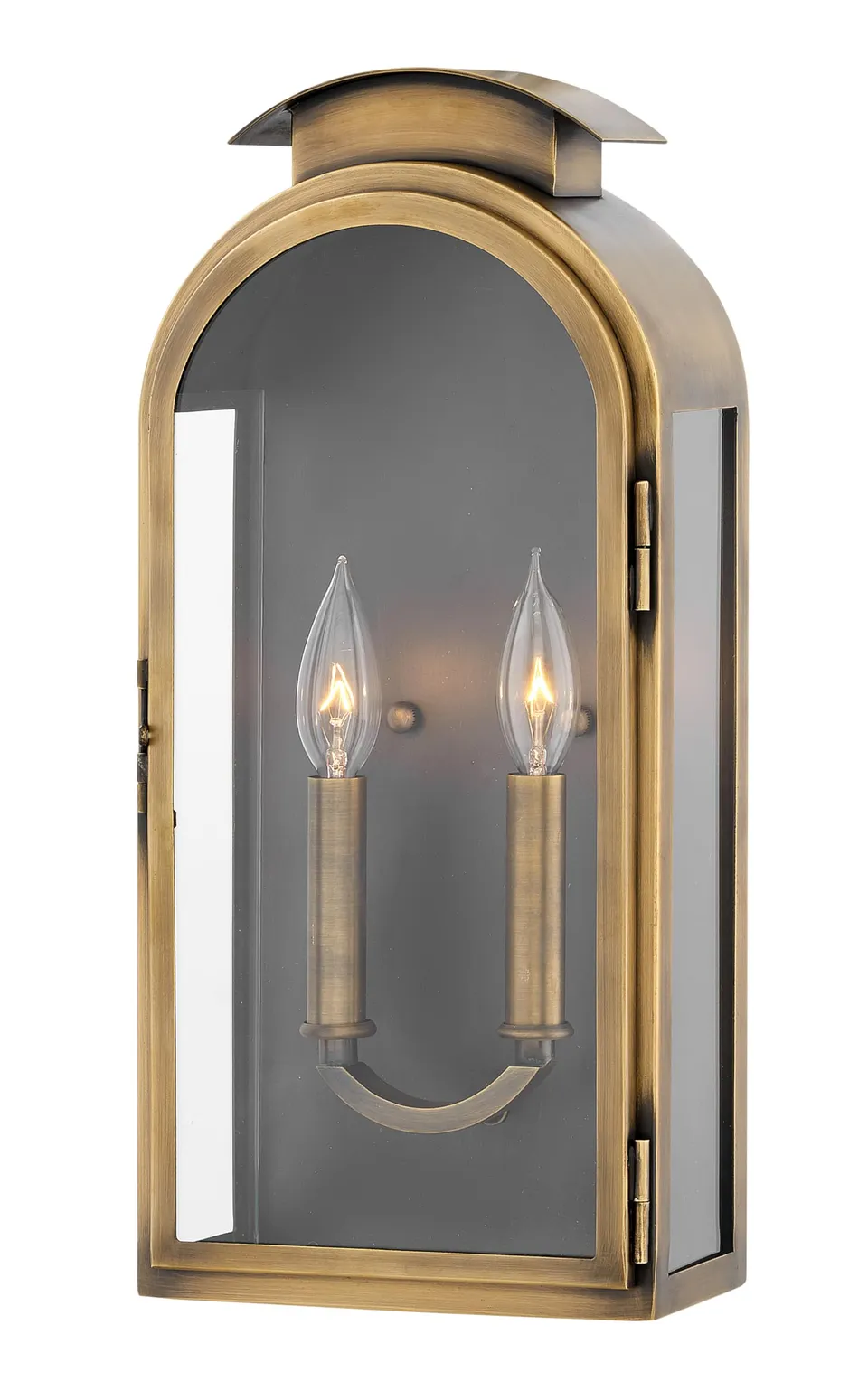 hinkley-rowley-two-light-outdoor-medium-wall-mount-in-light-antique-brass-with-c image 1
