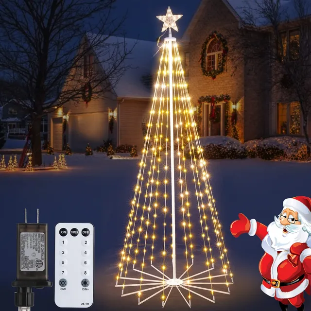 brightown-christmas-cone-tree-light-with-star-topper-with-remote-8-modes image 1