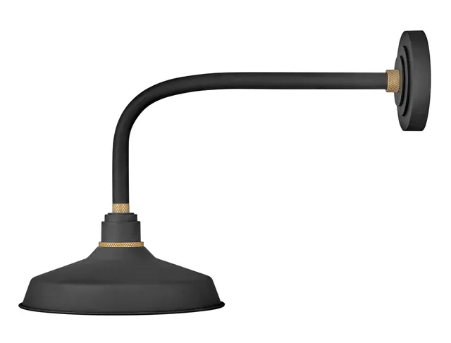 hinkley-foundry-classic-medium-straight-arm-barn-light-textured-black-with-brass image 1