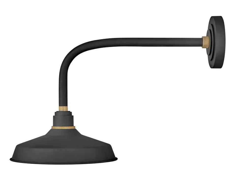 hinkley-foundry-classic-medium-straight-arm-barn-light-textured-black-with-brass image 1