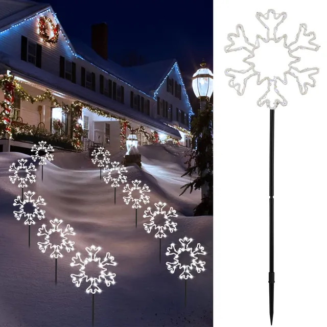 brightown-plug-in-10-large-snowflake-christmas-pathway-lights-with-stakes-for-ou image 1