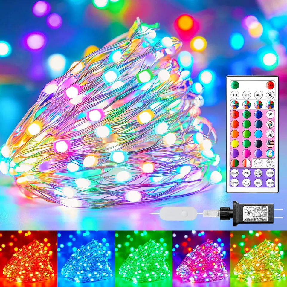 brightown-33ft-100-led-plug-in-color-changing-fairy-lights-with-remote-22-colors image 1