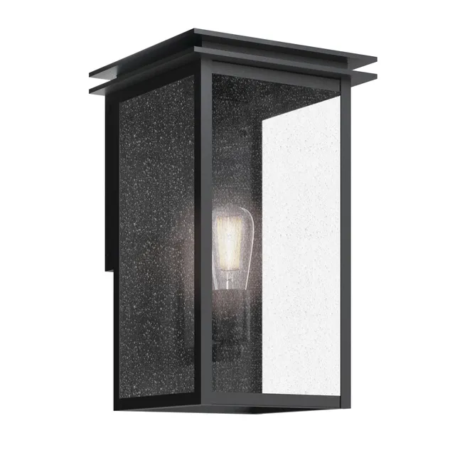 kichler-arkville-outdoor-wall-light-textured-black-clear-seeded-glass-8-5-x-14 image 1