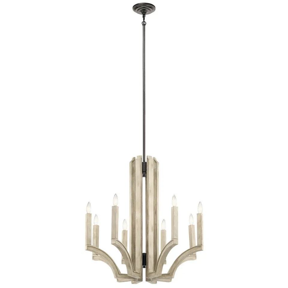 kichler-botanica-8-light-chandelier-in-white-washed-faux-wood-and-anvil-iron-442 image 1