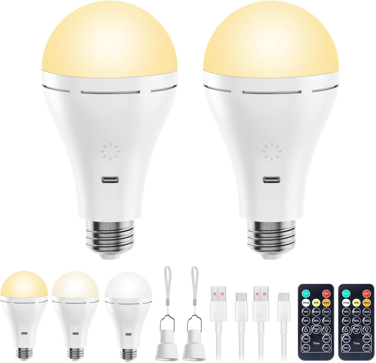 brightown-a70-usb-rechargeable-emergency-light-bulb-2-pack-with-remote-700lm-200 image 1