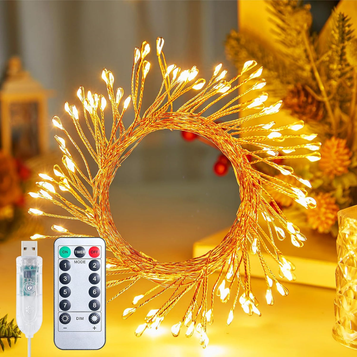 brightown-5ft-usb-twinkle-string-lights-100-leds-with-remote-timer image 1