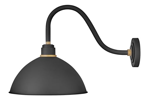 hinkley-foundry-dome-medium-gooseneck-barn-light-textured-black-with-brass-accen image 7