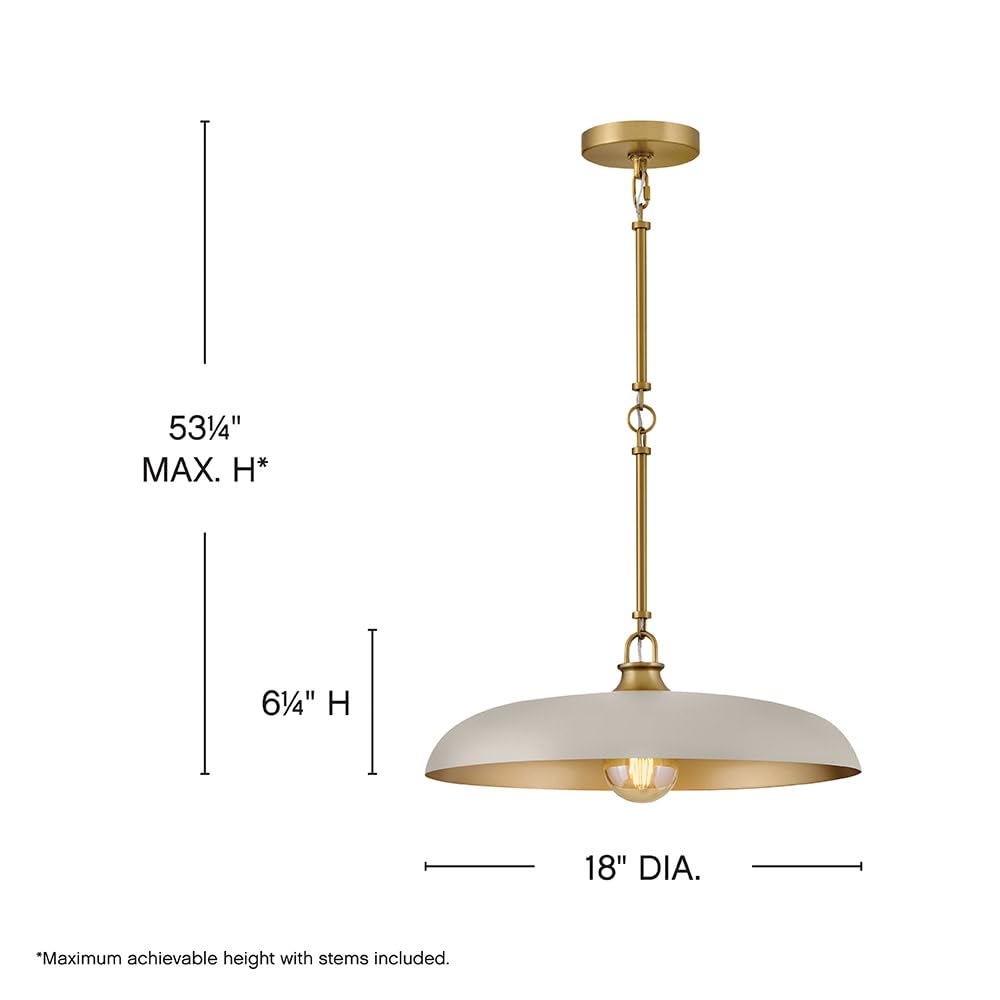 hinkley-sadie-18-dome-pendant-in-light-taupe-with-lacquered-brass-accents image 2