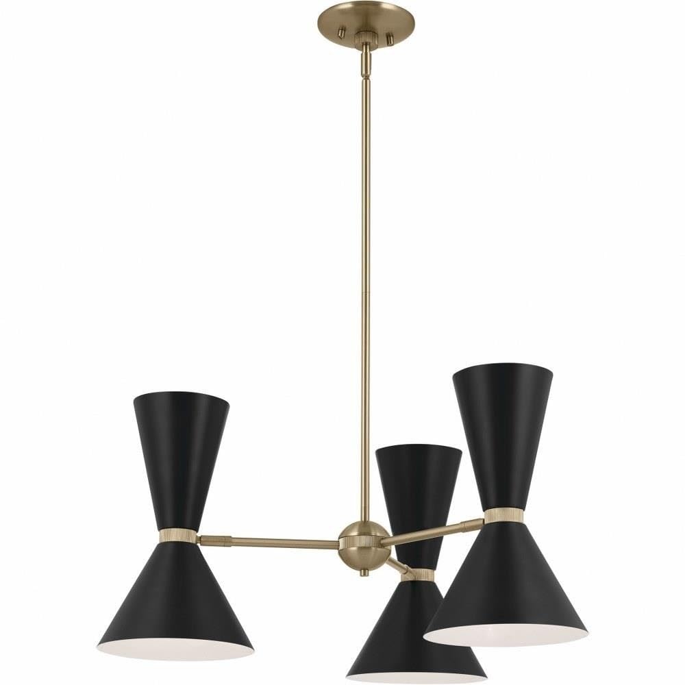 kichler-phix-52565cpzbk-6-light-chandelier-champagne-bronze-with-black-shades image 1