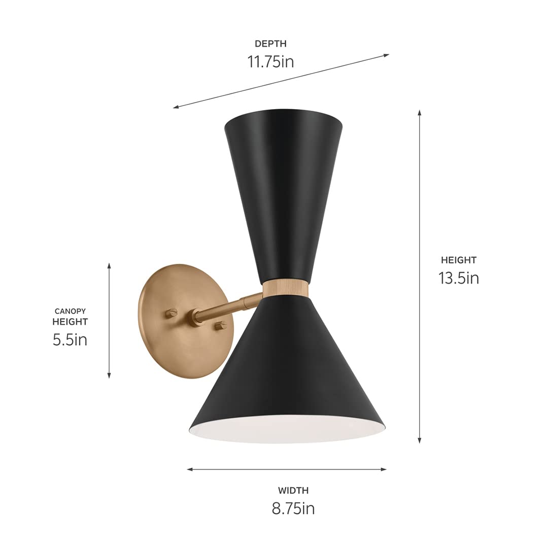 kichler-phix-2-light-wall-sconce-champagne-bronze-with-black-pivoting-shades-mod image 3