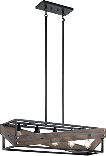 kichler-fulton-cross-5-light-linear-chandelier-black-with-reclaimed-wood-rustic- image 6