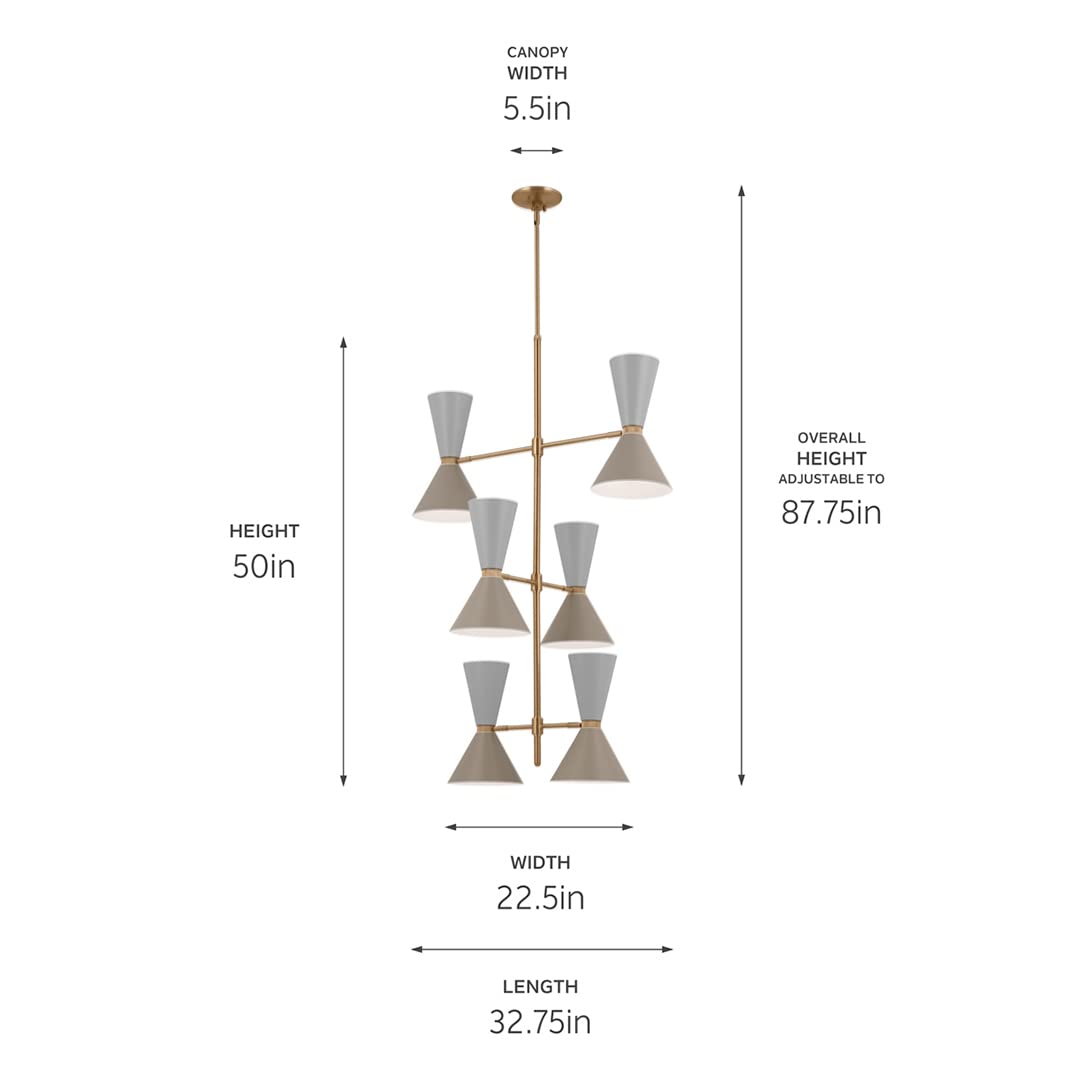 kichler-phix-12-light-foyer-chandelier-champagne-bronze-with-greige-and-white-sh image 3