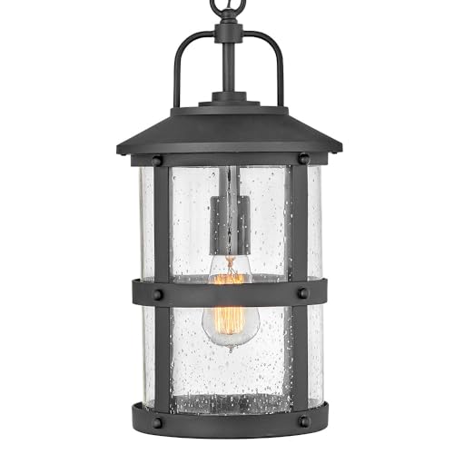 hinkley-lakehouse-one-light-outdoor-medium-hanging-lantern-black-with-clear-seed image 5