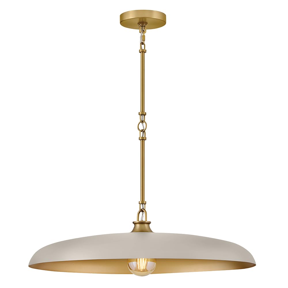 hinkley-sadie-24-dome-chandelier-in-light-taupe-with-lacquered-brass-accents image 1