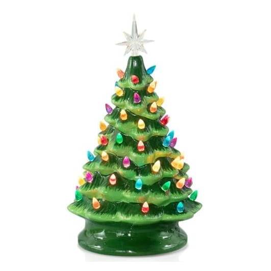 brightown-13-inch-battery-operated-pre-lit-tabletop-ceramic-christmas-tree-with- image 1