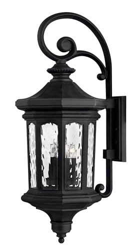 hinkley-raley-large-outdoor-wall-lantern-estate-series-museum-black-finish-clear image 6