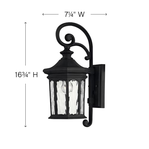 hinkley-raley-medium-wall-mount-outdoor-lantern-museum-black-finish-clear-water- image 8
