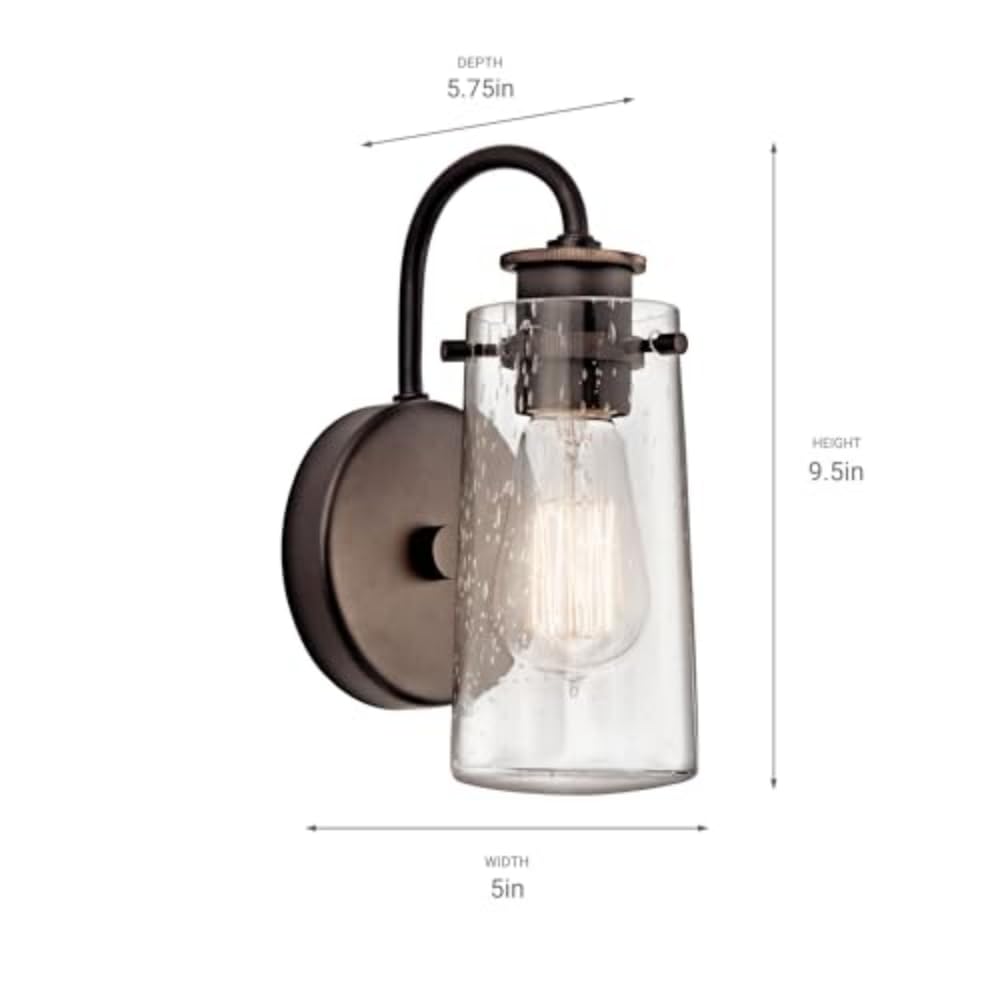 kichler-braelyn-wall-sconce-olde-bronze-clear-seeded-glass-1-light-model-45457oz image 2